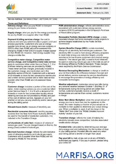 Printable USA RG&E utility bill template in Word and PDF format (2 pages) 5